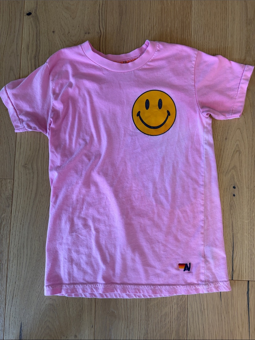 Aviator Nation - kids - Pink Smiley Face T-Shirt